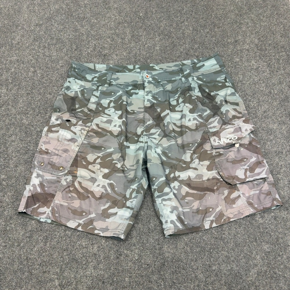 AFTCO Fishing Shorts Mens 40 Grey Camo Ripstop Cargo Utility Outdoors Gorpcore